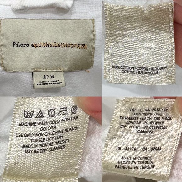 Anthropologie Pilcro Oversized Denim Jean Boyfriend Jacket in Off-White Size M - Picture 3 of 15